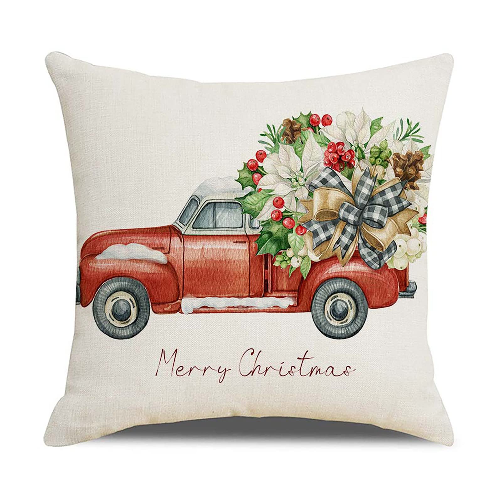 Weihnachts Kissenbezug 40x40 OYIMUA 4er-Set Weihnachts-Kissenbezüge 40x40 – Festlich Bedruckt, Leinen-Look, Für Innen & Outdoor, Geschenkidee