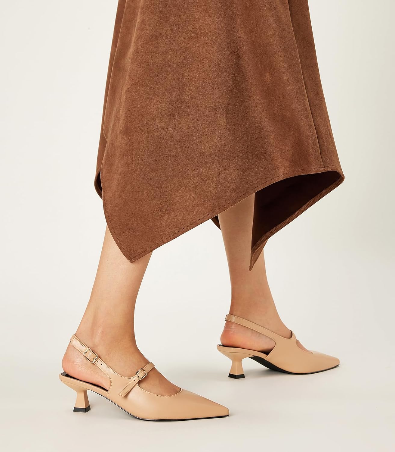 Arromic Women's Slingback Kitten Heel Pumps 2 Inch Mary Jane Strap Pointed Toe Dress Shoes for Wedding Work Daily Wear (Black/Nude/Red/Silver/White) - Image 3