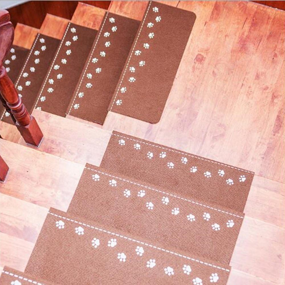 Touch Five For Steps – Non-slip Stair Tread Anti-Slip Mat Stripes with Flashing Indoor/Outdoor, coffee, 55*22*4.5cm