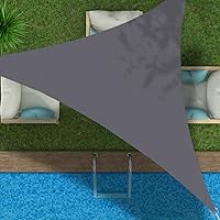 Vista 9 de Toldo triangular de bloqueo UV, toldo impermeable para jardín al aire libre para patio con kit de herrajes de acero inoxidable 304, gris, 6.5 x 6.5