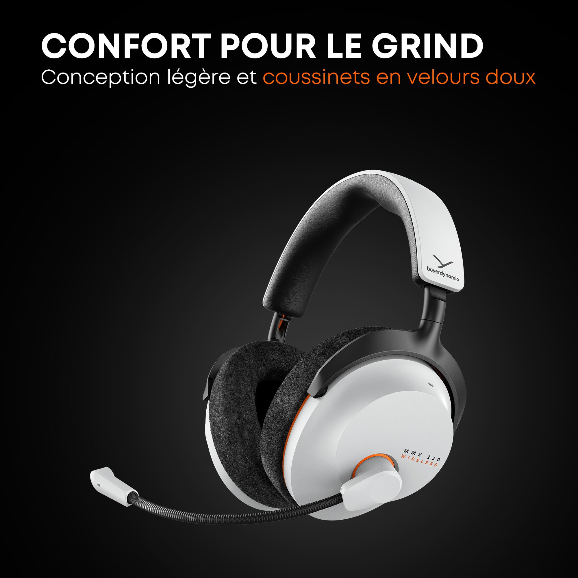beyerdynamic MMX 230 Casque de Jeu sans Fil avec Bluetooth® 6.0 et l'ANC, autonomie de 60 Heures, Batterie remplaçable, en Noir - Nouvelle Mise à Jour Disponible Via l'application
