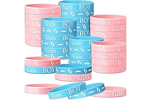 Gender Reveal Bracelets: Team Boy and Girl Silicone Wristbands (60)