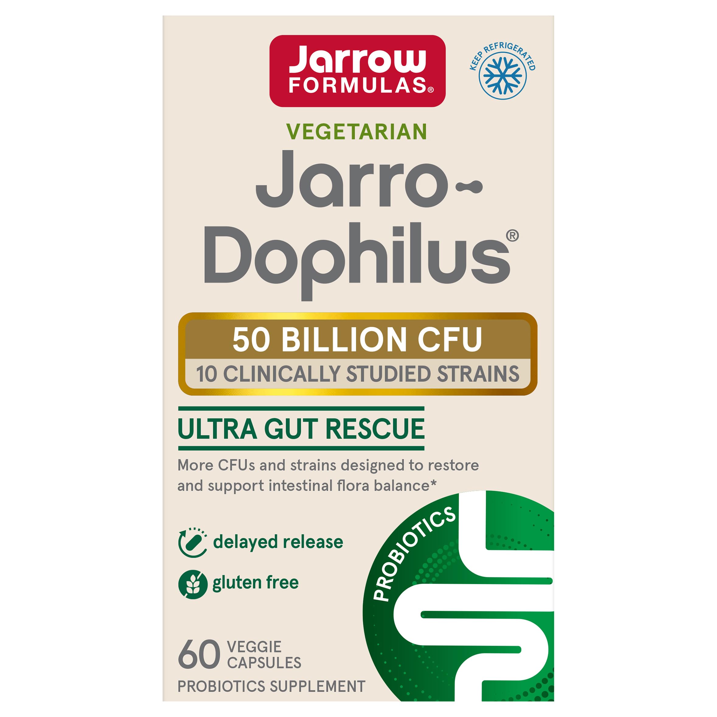 Jarrow Formulas Jarro-​Dophilus Ultra Gut Rescue, 50 Billion CFU - 60 vcaps