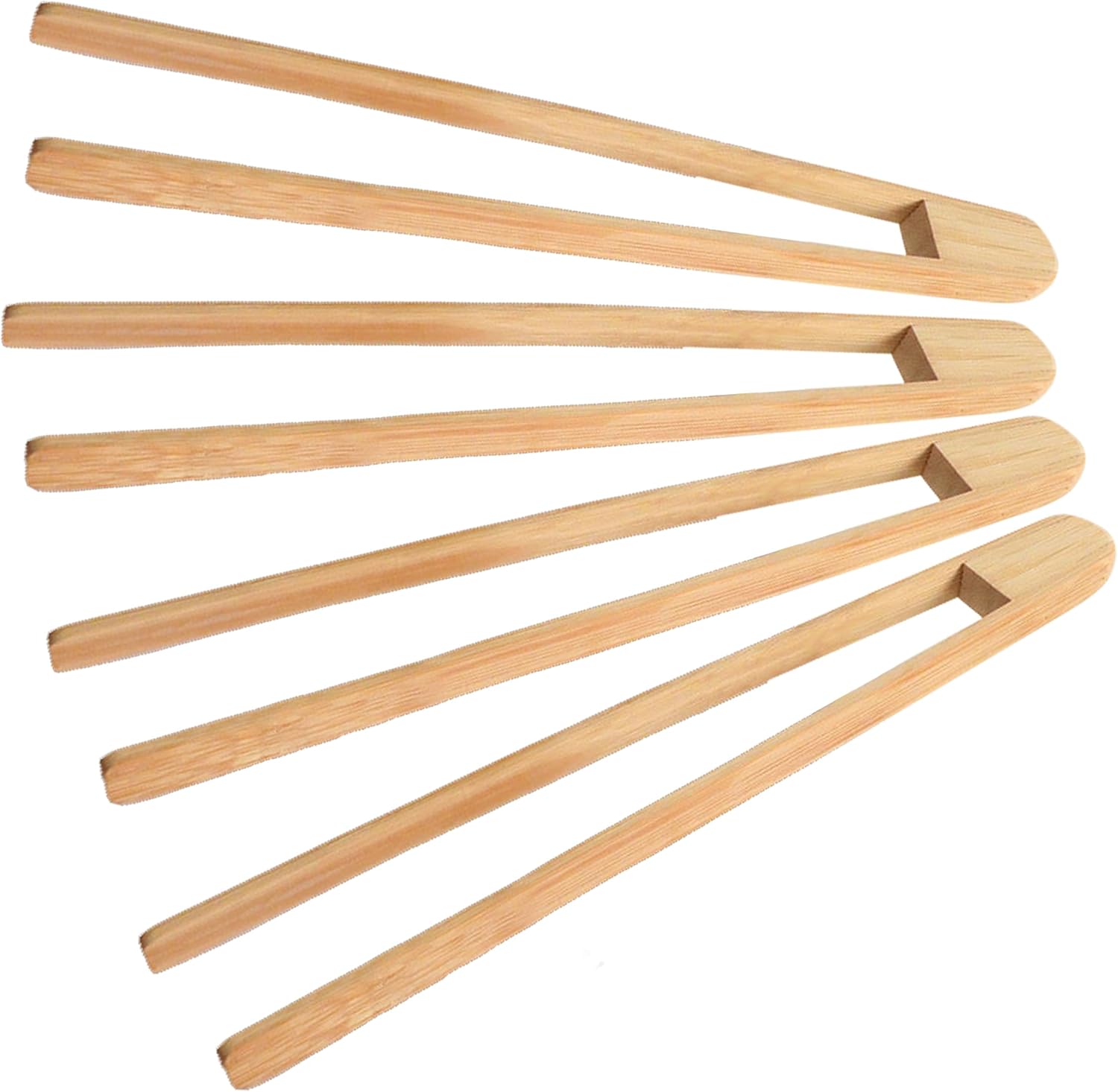 4 PCS Bamboo Toaster Tongs, Wooden Cooking Tong, Multipurpose Tongs for Fruits, Pickles, Bread, Cheese, Bacon, and Muffins (10 in, Wood)