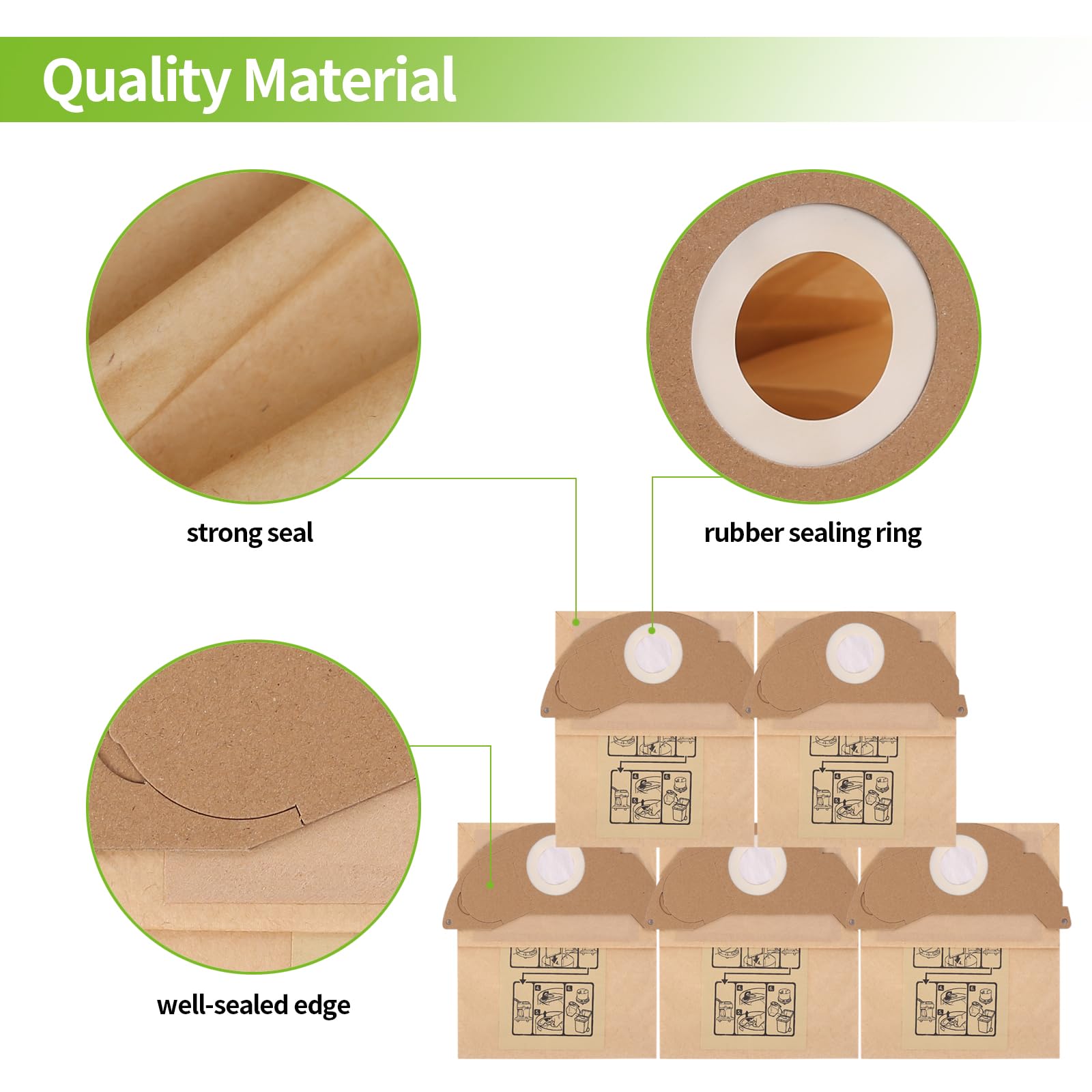 Wd3 Sacchetti Aspirapolvere Karcher Wd3 Accessorio Per - Foto 3