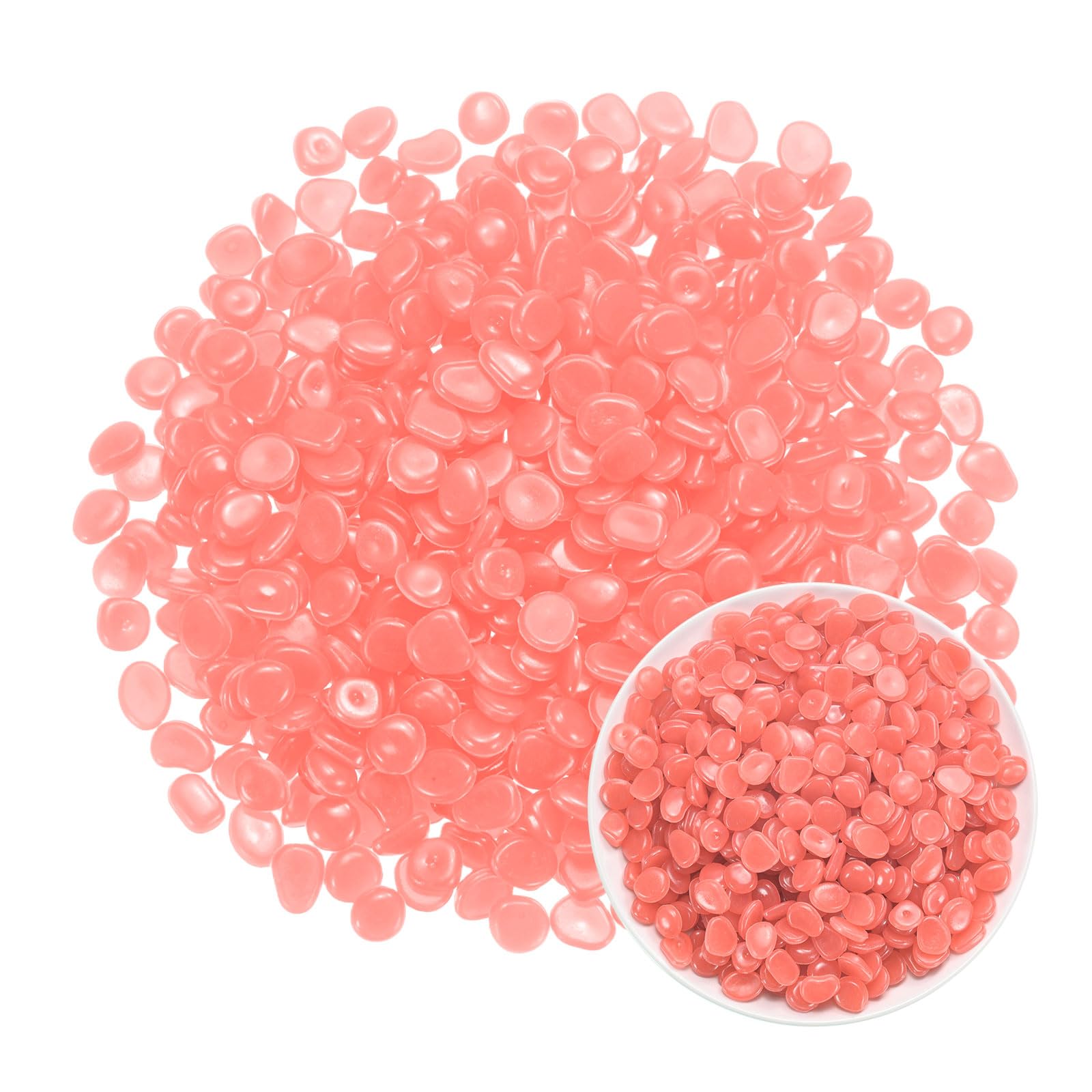 M METERXITY 500-Pack Glow in the Dark Rocks, 0.43" Resin Outdoor Garden Decorations Luminous Pebbles Stones for Garden Plants/Aquarium/Backyard Path, Aquarium Gravel [Orange]