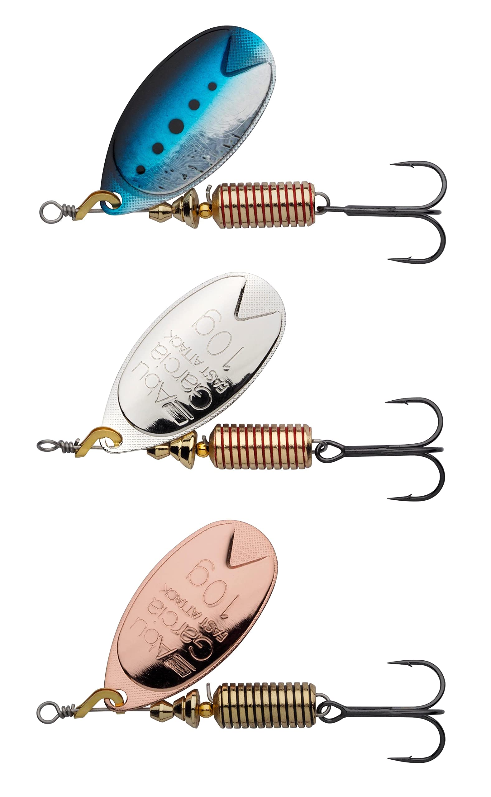 Fast Attack Spinner Fishing Lures - 3 Pack - Perfect for Trout, Salmon and Sea Trout in Freshwater - Balanced, Accurate, Sharp Hooks