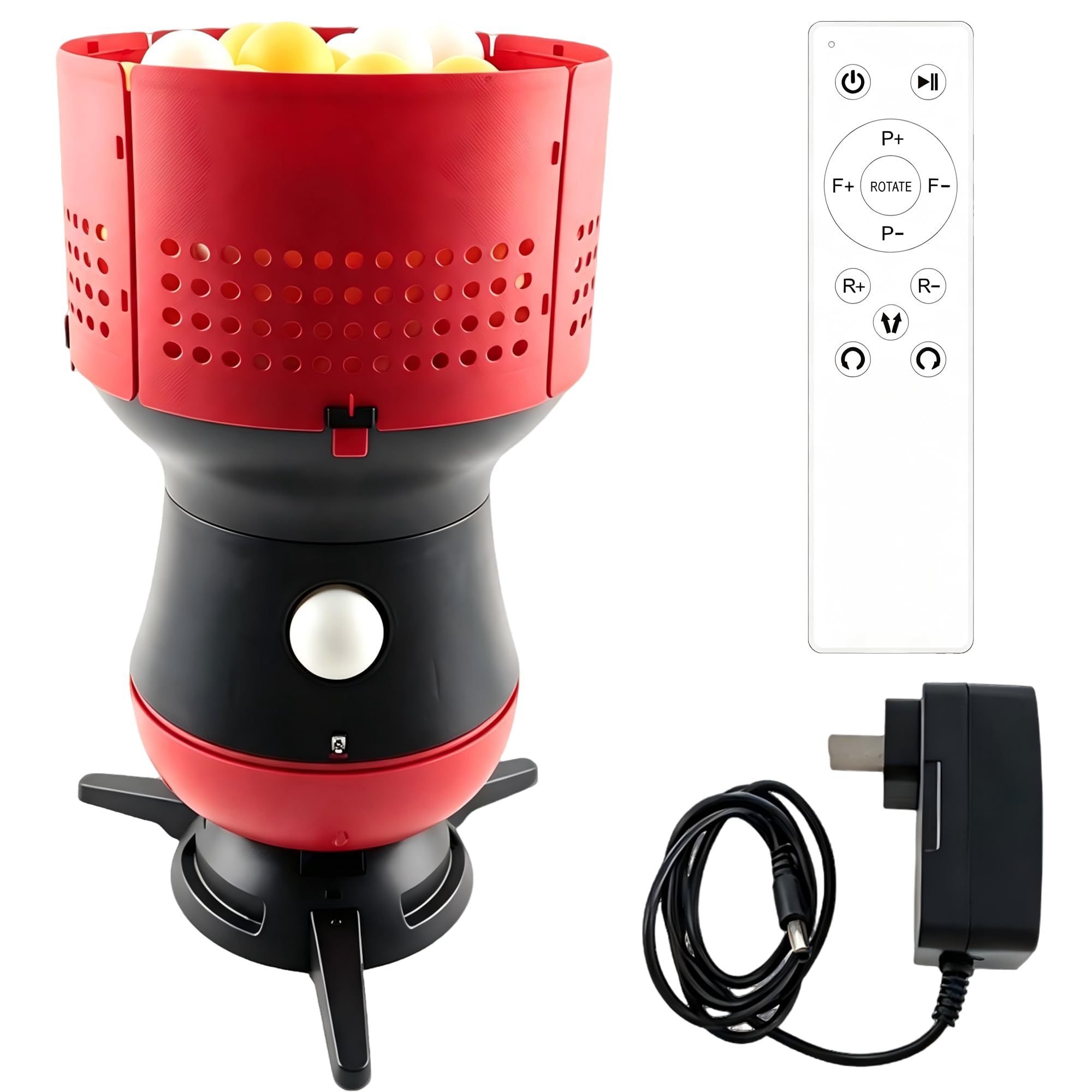 Macchina per servire Palline da Ping Pong da Allenamento Automatico Multifunzionale | Robot da ping pong regolabile e telecomandato a fuoco rapido con alimentatore rimovibile da 90 palline, per esercitarsi