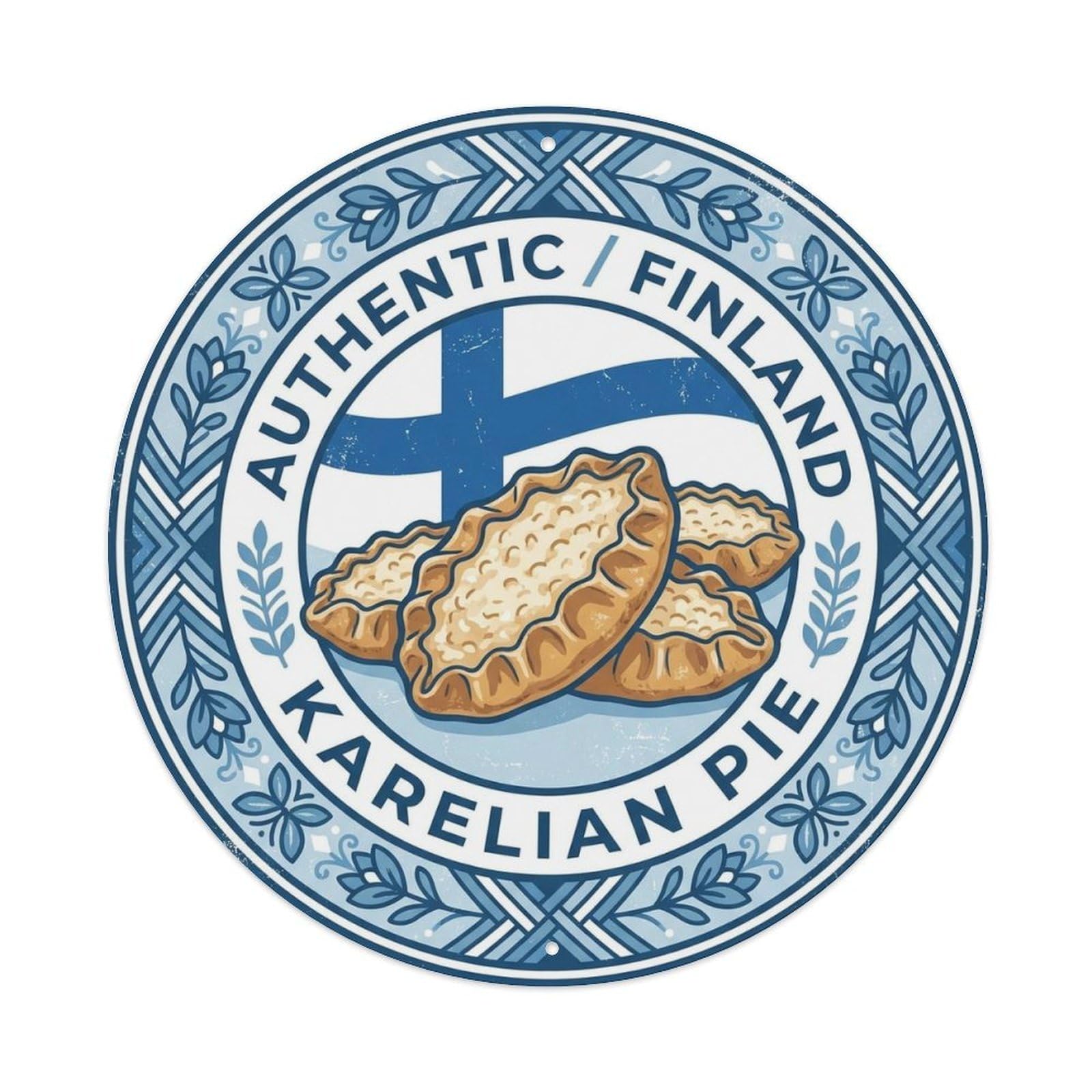 Finland Travel Karelian Pie Finnish Savory Pastry Metal Tin Sign