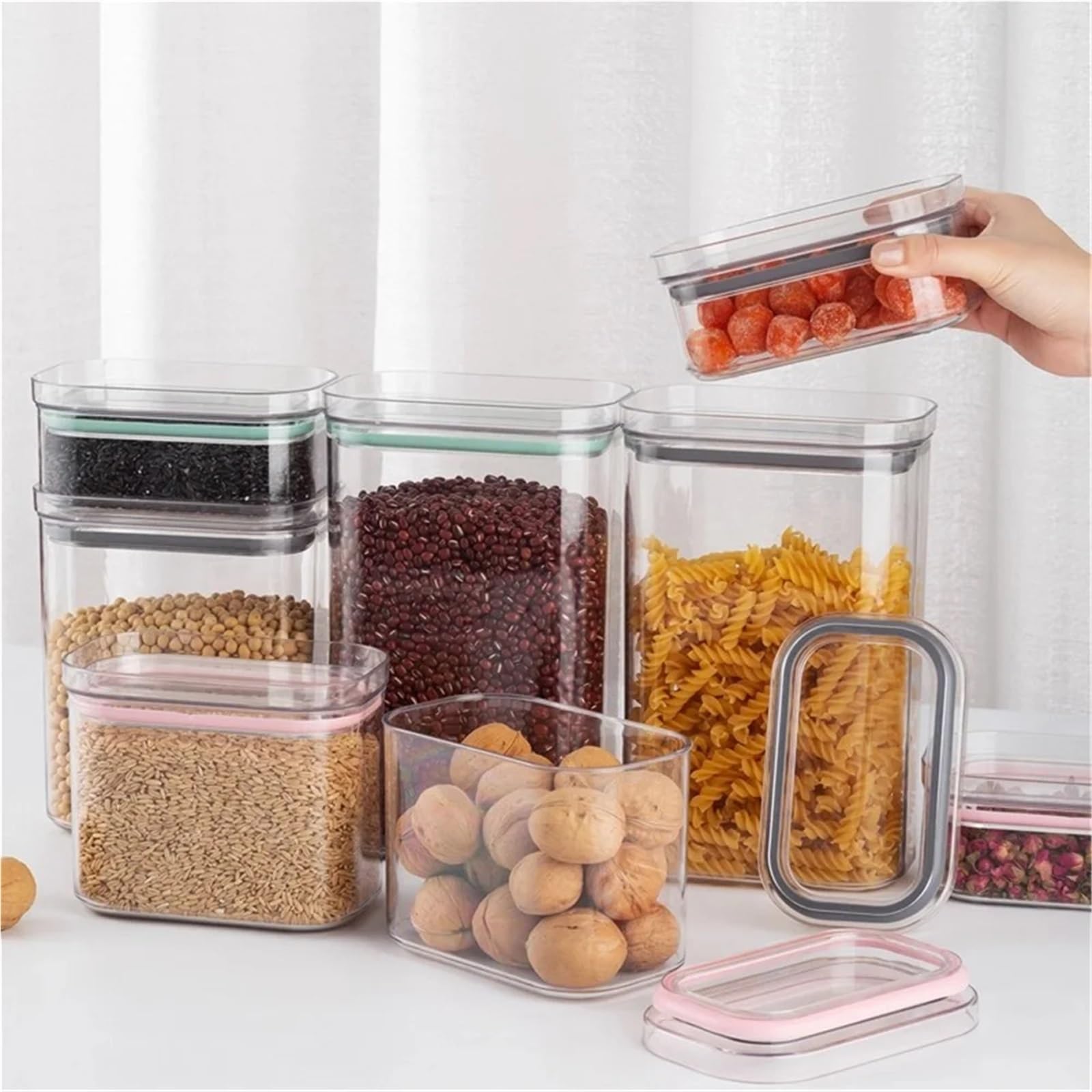 Barattolo sigillato, contenitore ermetico for cereali, pasta, organizer da cucina for la casa per Cibi, Farina, Cereali