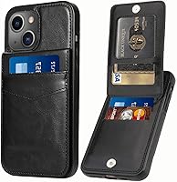 Vista 10 de Funda tipo cartera para iPhone 13 con tarjetero de crédito para mujeres y hombres, de piel sintética, para iPhone 13 de 6.1 pulgadas (azul)