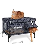 Heated Cat House for Outside with Smart Pet Camera, Highly Elevated with Escape Door, Insulated Waterproof Outdoor Cat House Shelter for Feral Stray Barn Cat (Camo Black, 25.6