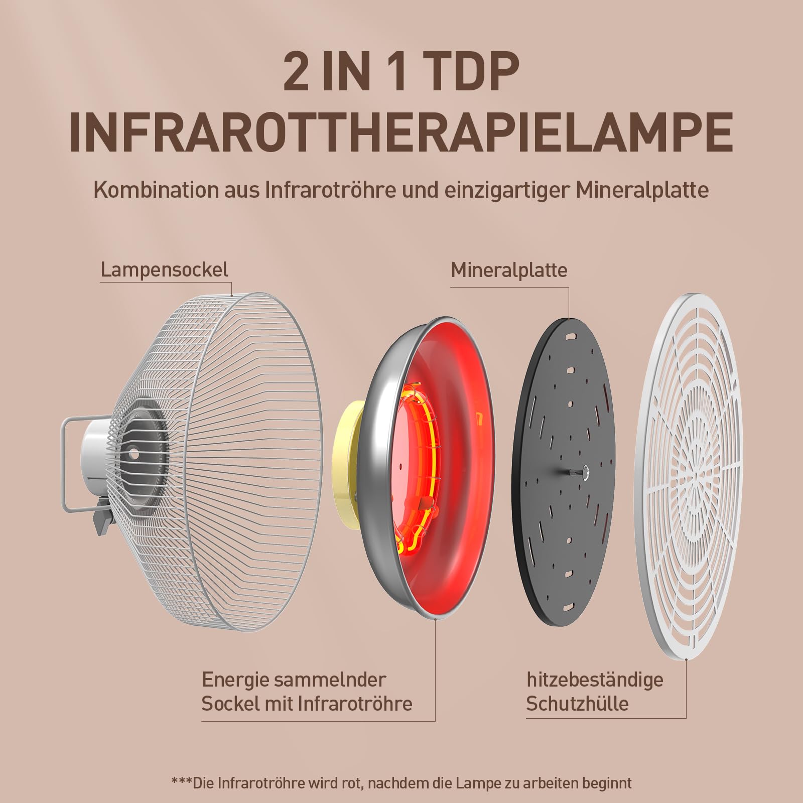 YUNCHI 275 Watt TDP e lampada a infrarossi per terapia con supporto, timer e telecomando, lampada per terapia a luce rossa per alleviare la schiena, il collo e le spalle