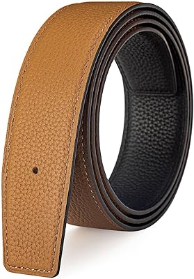 Vatee's Men/Women Reversible Genuine Leather Without Buckle Replacemen Belt Strap 1.34"/1.5" Wide
