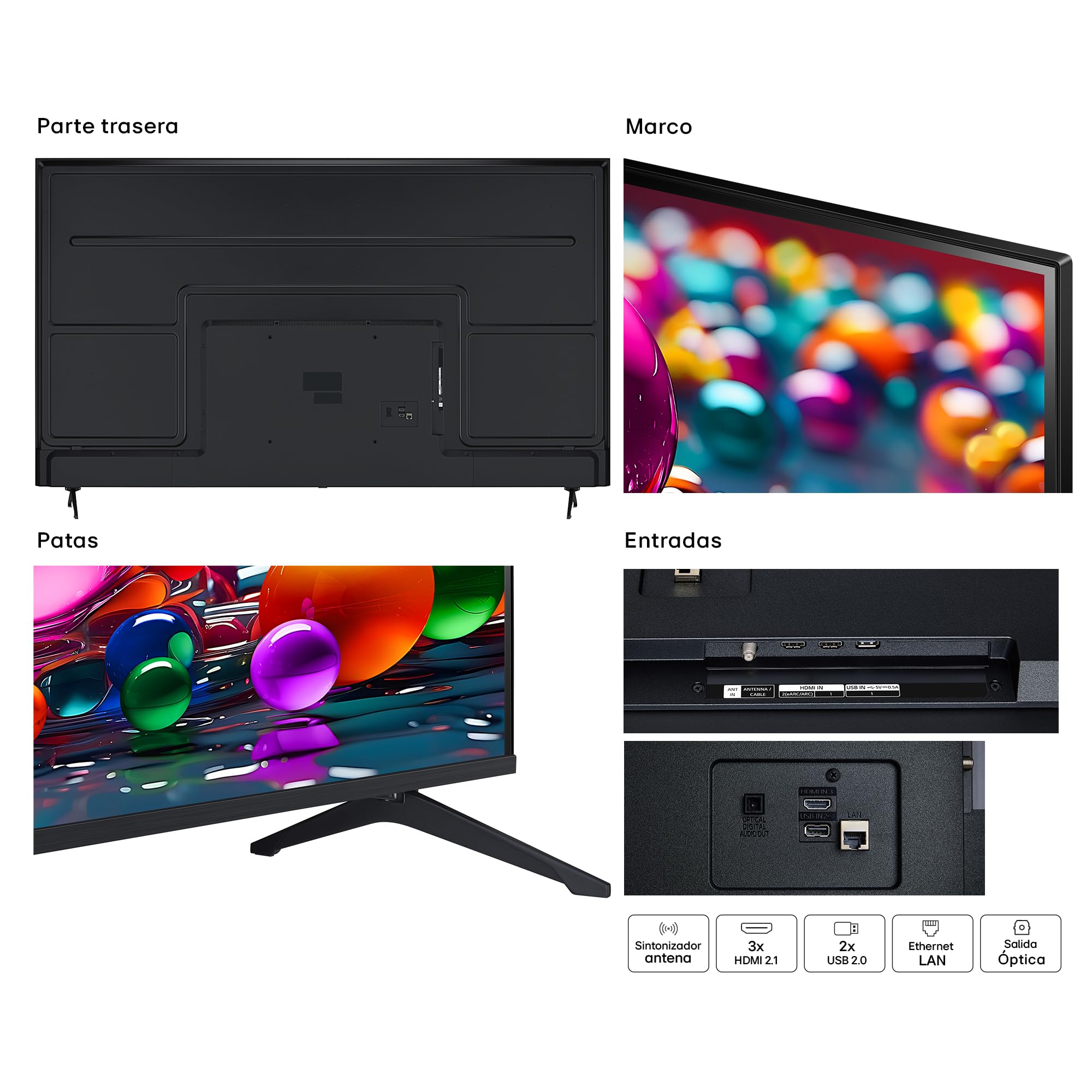 LG 75UA75006LA - TV 75", UHD 4K, WebOS 25, Ultimate IA, HDR10 Pro, Super Upscaling, Dolby Digital Plus, Google Assistant, Negro