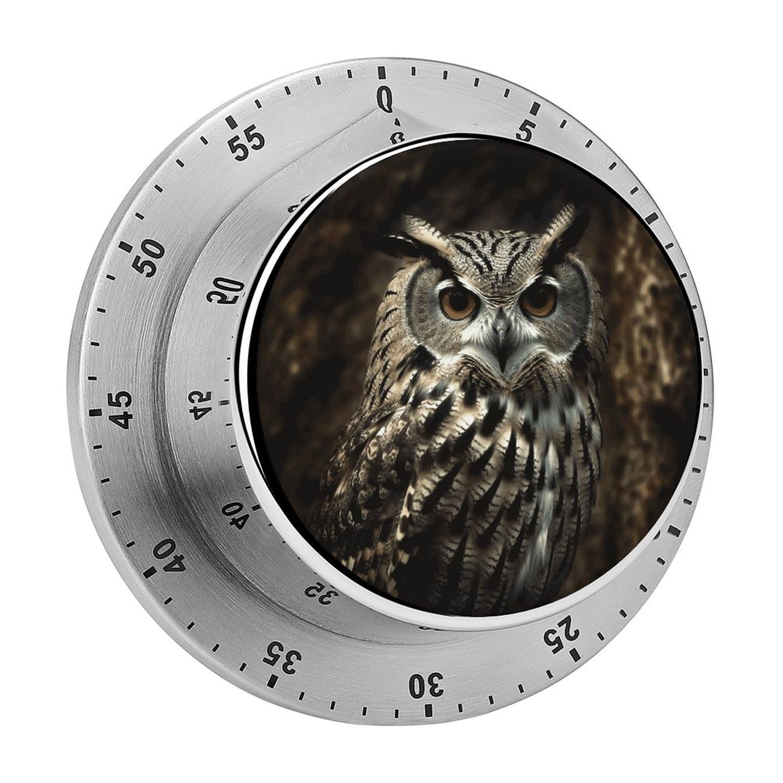 an Owl Visual Timer with Loud Alarm 60-Minute Kitchen Timers Exquisite Stainless Steel Body - Mechanical Desk Timer Countdown Clock for Cooking Chef Clock