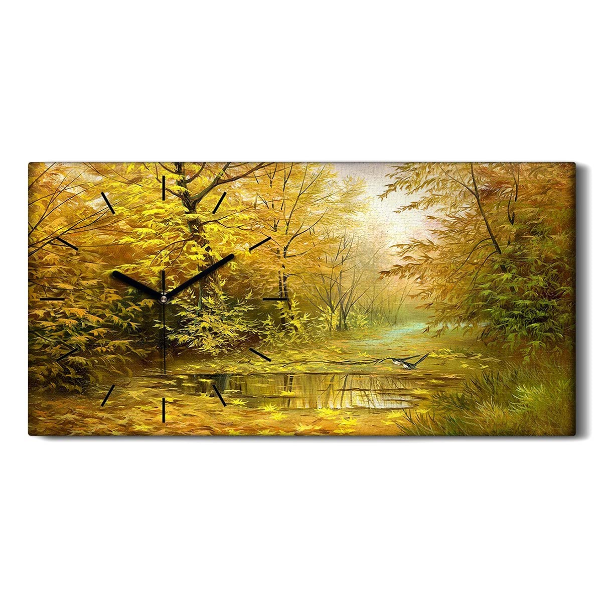 Horloge sur Toile Salon Décoration Grand Format Tableau Nature Fleuve Automne