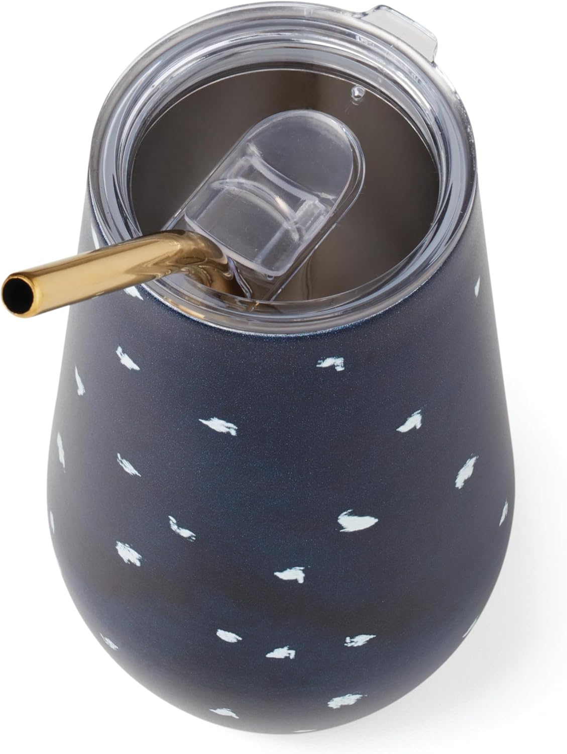 Lenox 895732 Blue Bay Dot Pattern Stainless Steel Wine Tumbler With Straw - Image 3