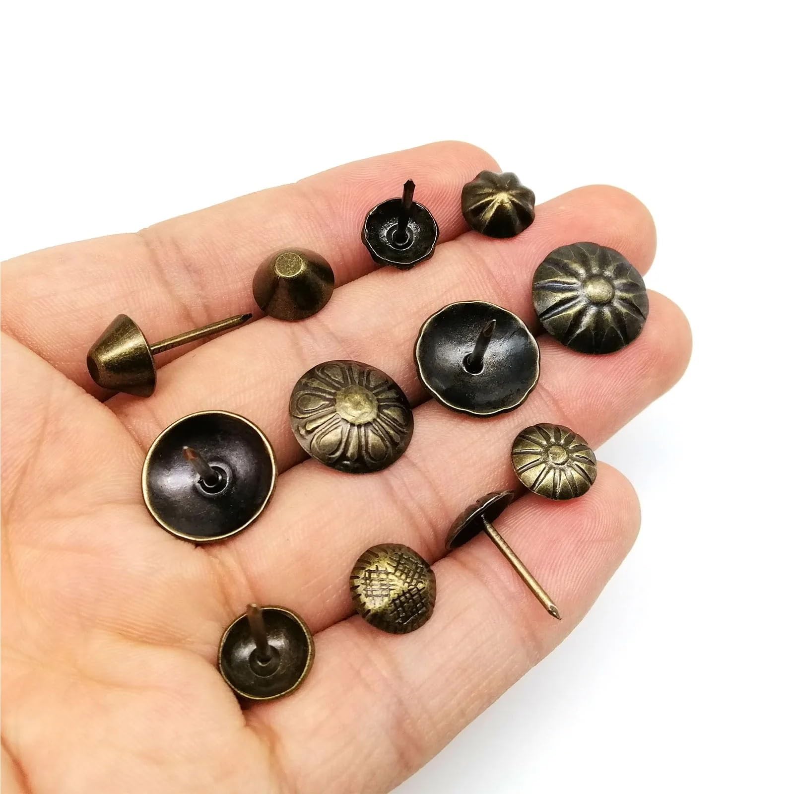 Yangshe One Color 250Pcs Antique Brass Upholstery Nails Decorative Tacks For Furniture, Jewelry Box, Sofa Trim