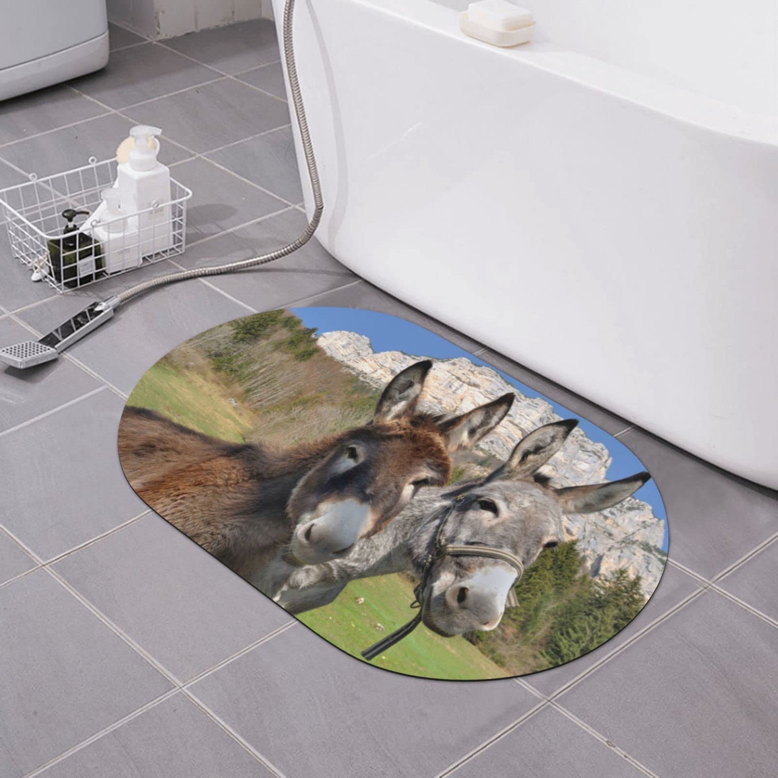 Tapis de bain antidérapant ânes amusants 40x60cm pour douche