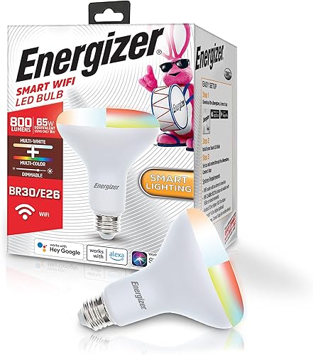 Energizer - Bombilla LED inteligente multicolor y multicolor, BR30, Google Assistant, Tienda Alexa, Siri, Connect App, 16,000,000 personalizaciones