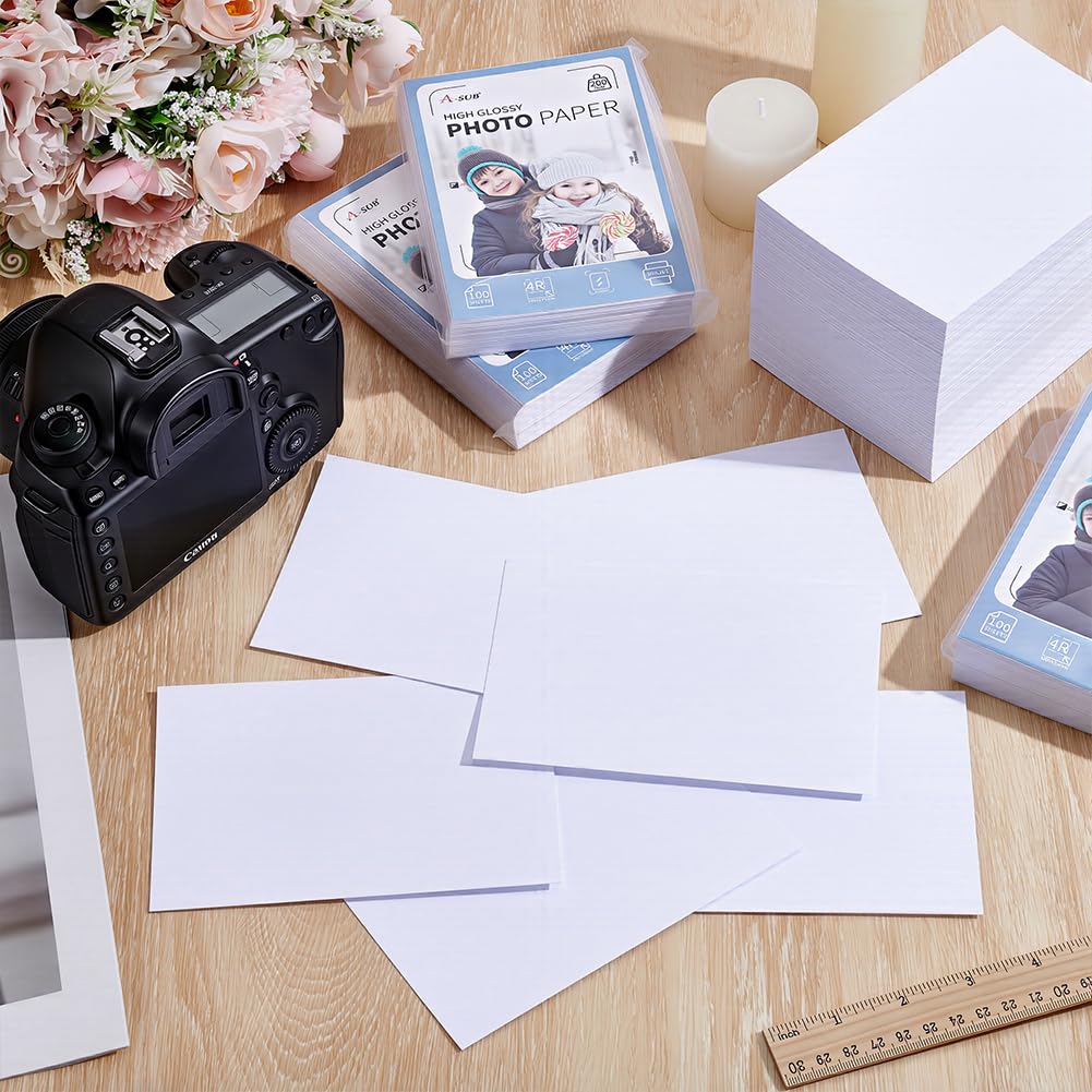 700 fogli di carta fotografica 15,2 x 10,2 cm, 200 g/m², carta fotografica bianca, carta lucida per stampa a getto d'inchiostro, copertine pubblicitarie, ricette, calendario, biglietto di