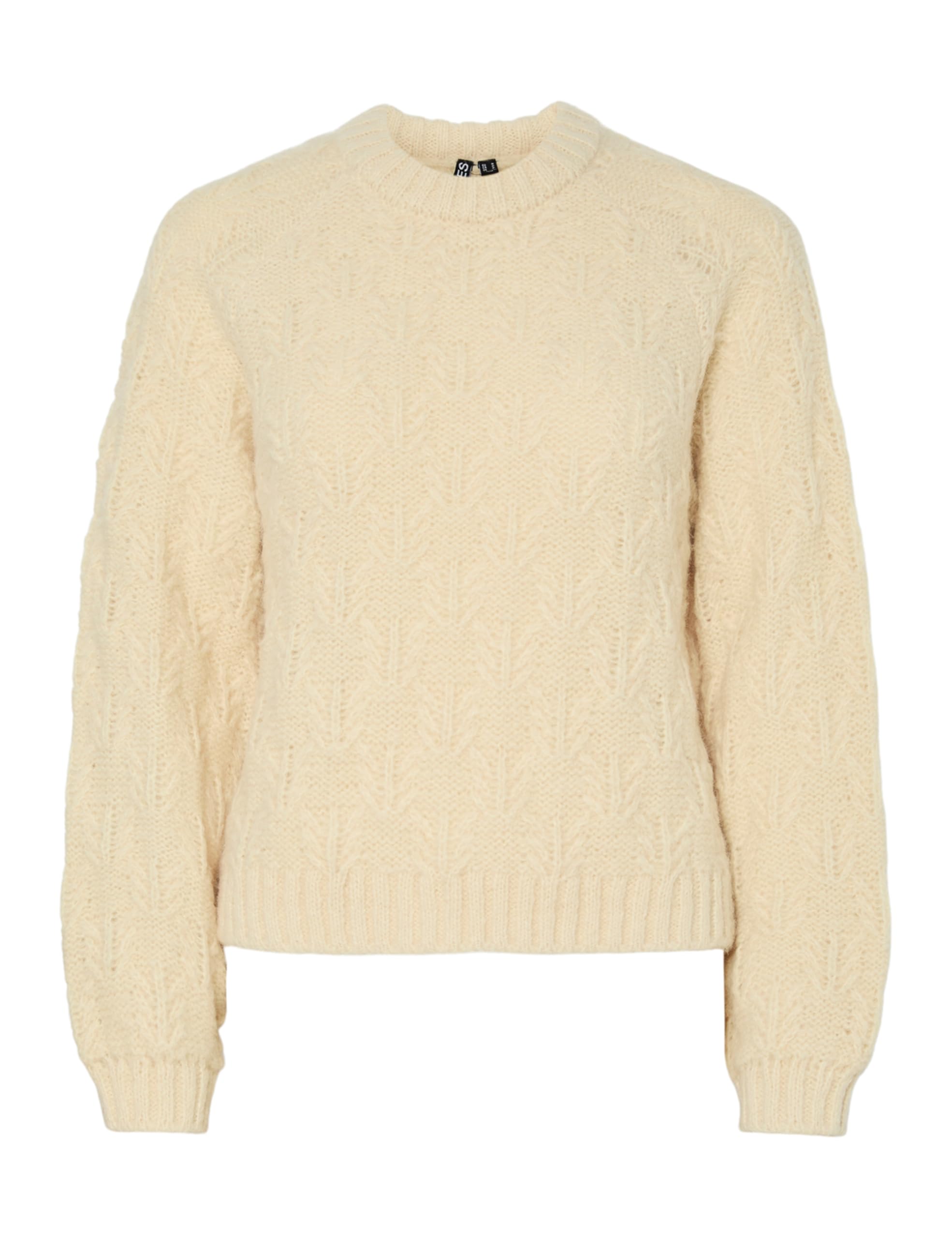 PIECES Pcjia LS O-Neck Knit Bc, French Vanilla, M