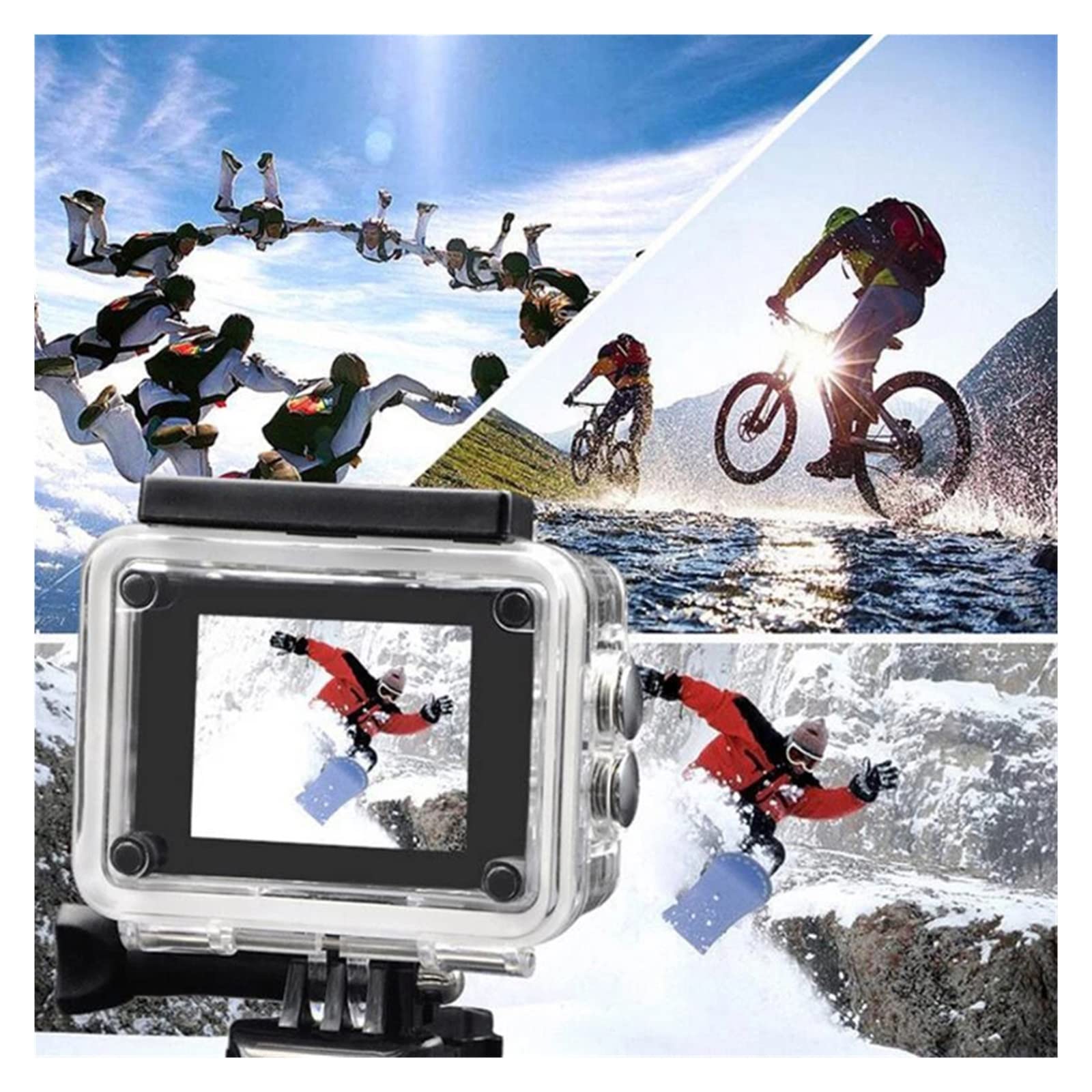 Action Cam, Action Camera Ultra HD 4K/30fps 2.0 Pollici 170D subacqueo Impermeabile Videoregistratore Telecamere Sport Cam,All'aperto, Sport, Video(White)
