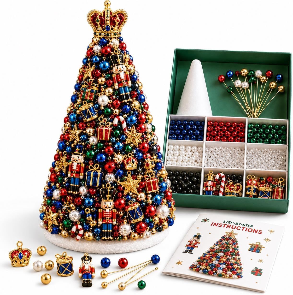 Yolimok DIY Beaded Christmas Tree Craft Kit, 3D Pearl Decoration