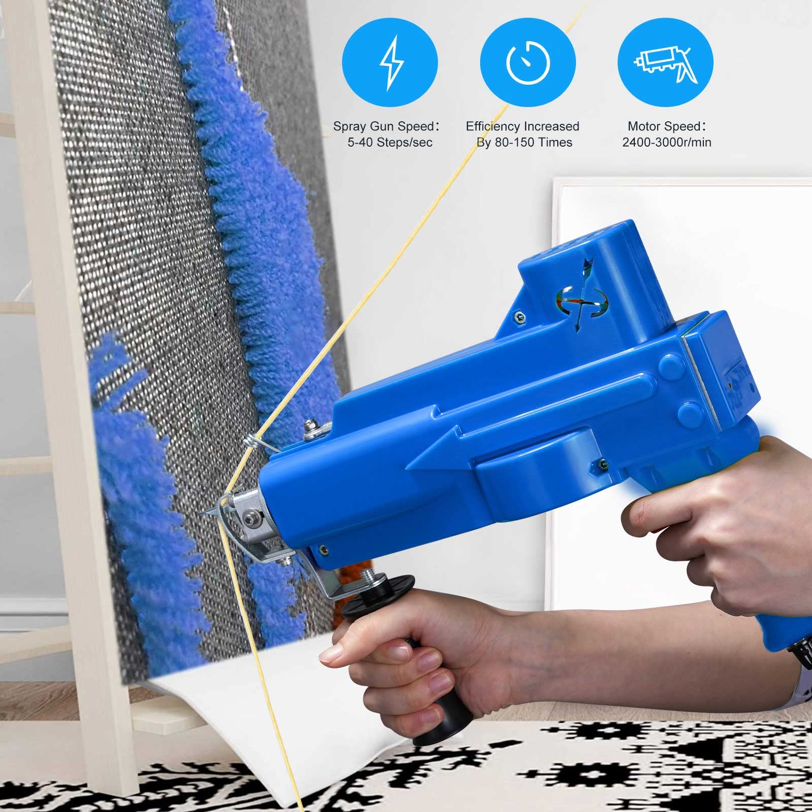 Tufting Gun 2 en 1,Aomdom Cut Pile Loop Pila Pistola de Alfombras 5-40 Puntadas/Seg Máquina de Tejer Alfombras 7-21 mm Rug Tufting de Flocado de alta Velocidad (azul)