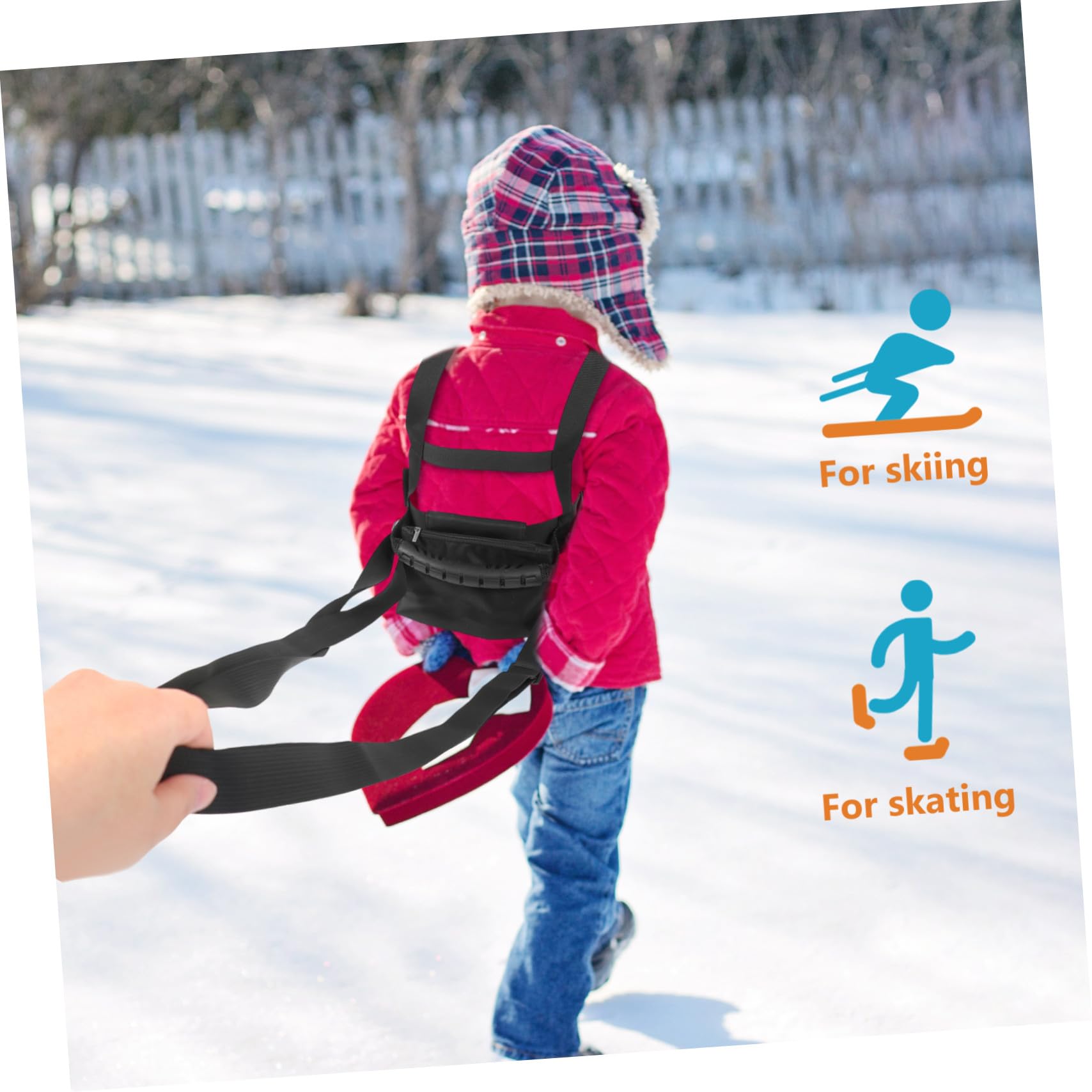 Kinder Ski Lerngurt Sicherheitsgurt für Skifahren und Skaten Schwarz