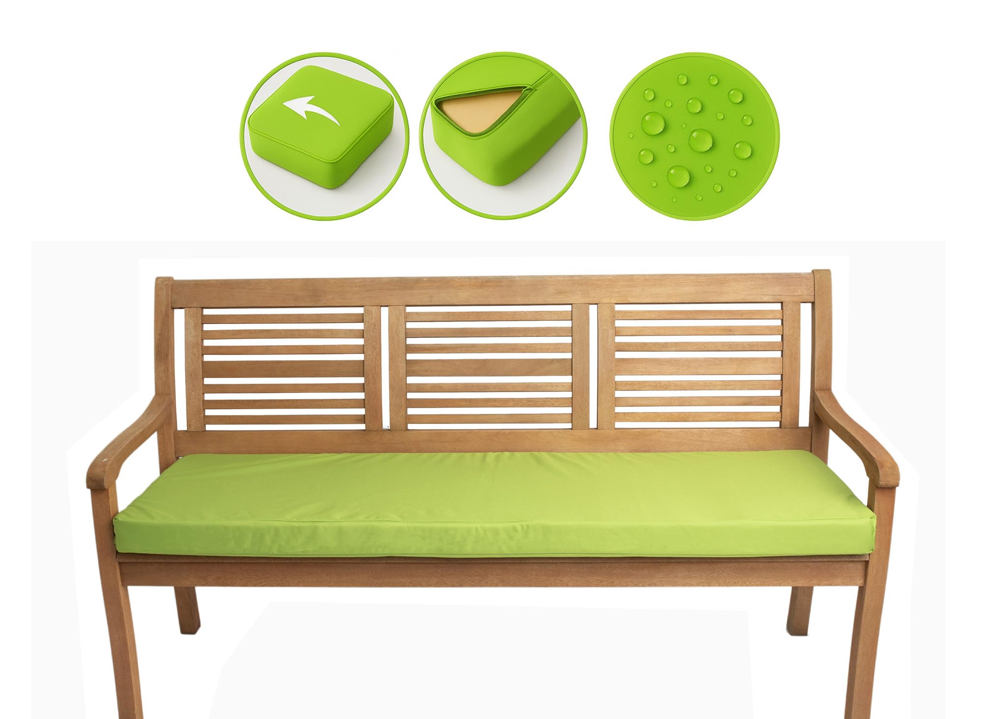 Fodera per cuscino da panca da giardino Fodera per cuscino per altalena da giardino resistente resistente alle intemperie, Fodera molte misure (Lime, Copricuscino 140x60x7cm)