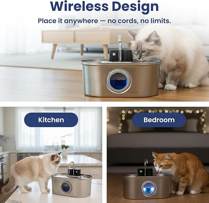 Fuente de Agua para Gatos PawsPik 3.2L de Acero Inoxidable miniatura 8