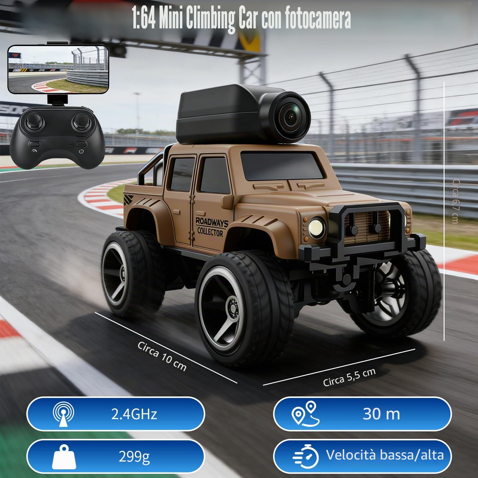 OBEST Auto Telecomandata con Fotocamera, 2.4 GHz Camion Radiocomandato, Controllo App, Trasferimento di Foto WiFi, 2 Modalità di Velocità, Carrozzeria Fuoristrada, Camion per Adulti Bambini