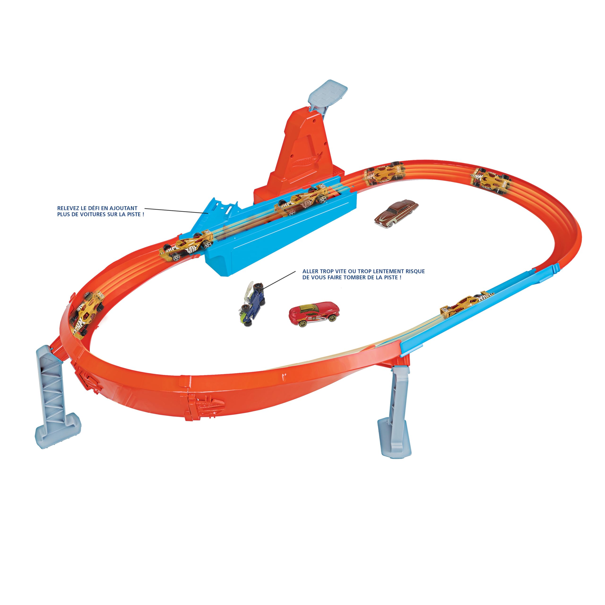 Hot Wheels Action Coffret La Piste des Champions, Piste Ovale avec propulseur, Une Petite Voiture de Course Incluse, Jouet pour Enfant, GJM75