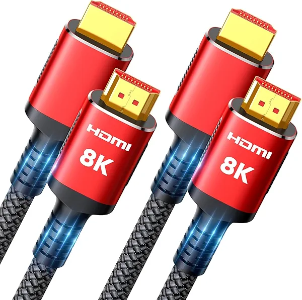 Snowkids 10K 8K HDMI 2.1 Cable 10FT 2-Pack, 48Gbps Ultra High Speed HDMI Braided Cord, Support 8K@60Hz 4K@120Hz, HDCP 2.2&2.3,eARC,Dynamic HDR,Compatible with TV/HDTV/PS-5