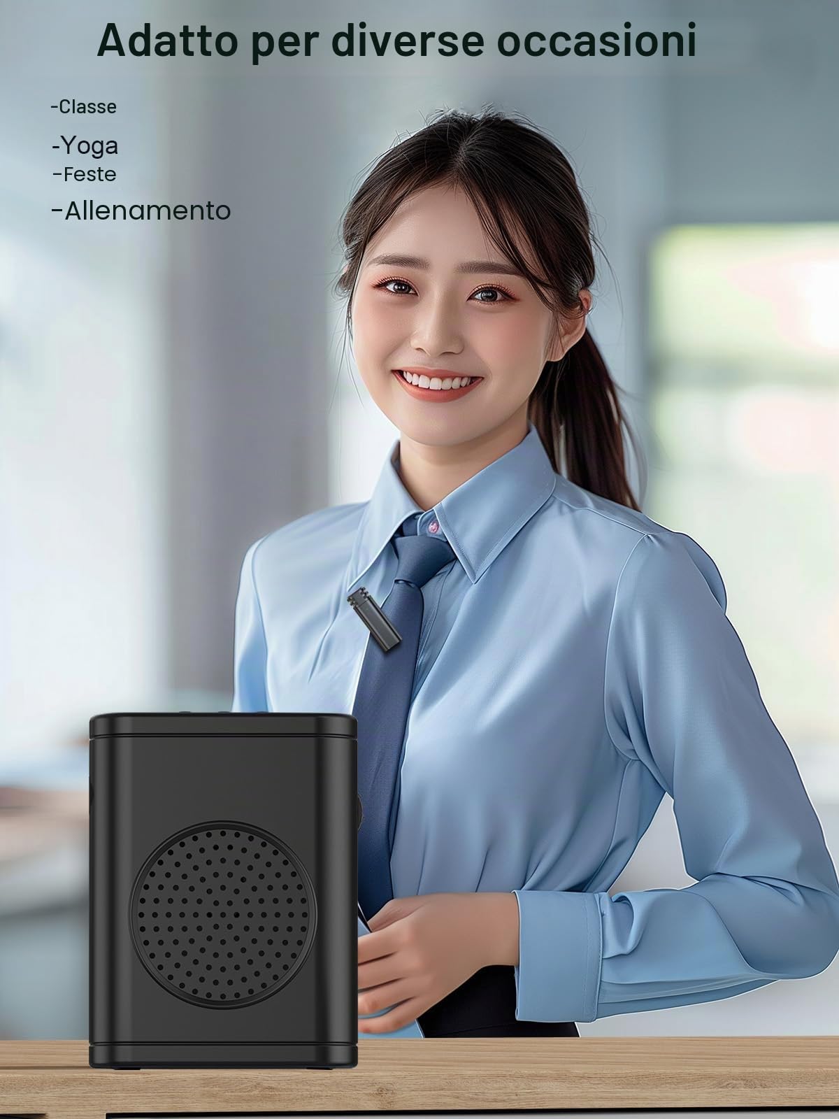 Amplificatore Vocale Portatile 2600mAh Ricaricabile Amplificatore vocale senza fili con Microfono Lavalier Wireless 10W Pa System altoparlante per Insegnanti, Guide Turistiche Sport Trainer