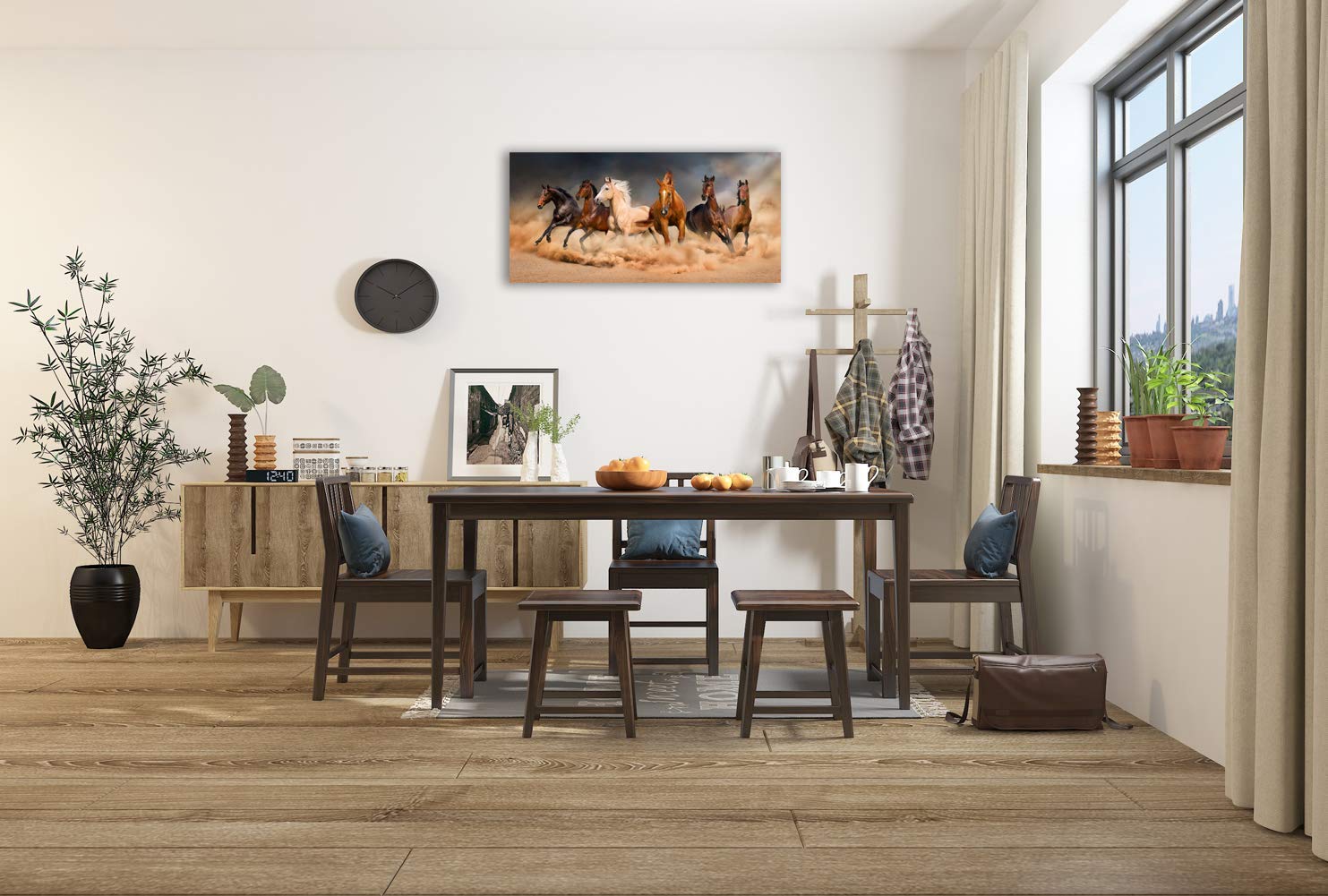 Inzlove Runnning Horses Oil Paintings Print on Canvas Wild Animal Wall Art Pictures Artwork for Bedroom Decorations