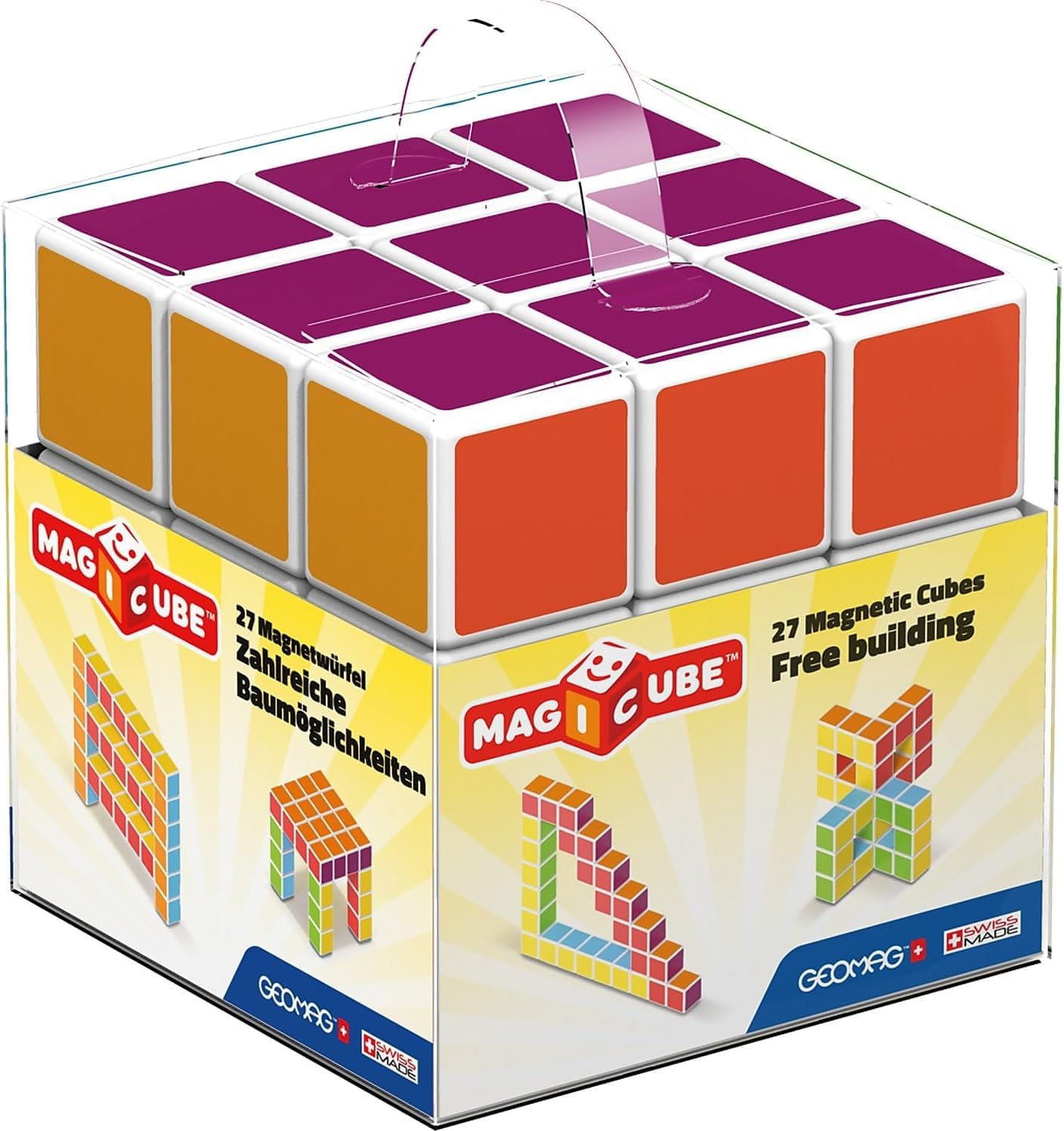 Geomag - Magicube 27 Cubi Magnetici, Costruzioni Magnetiche per Bambini, 6 Colori, Giochi Bambini 1 Anno +, Giochi Montessori 1 Anno+ STEM Educativi, Idea Regalo Bambina Bambino Compleanno, Natale