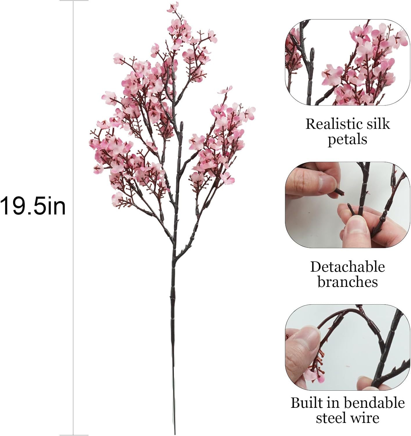 Cherry Blossom Branches Artificial Flowers for Vase,10 Bundles Babys Breath Fake Silk Flower Bulk,Faux Gypsophila for Office Wedding Outdoor Indoor Table Centerpiece Party Home Decor