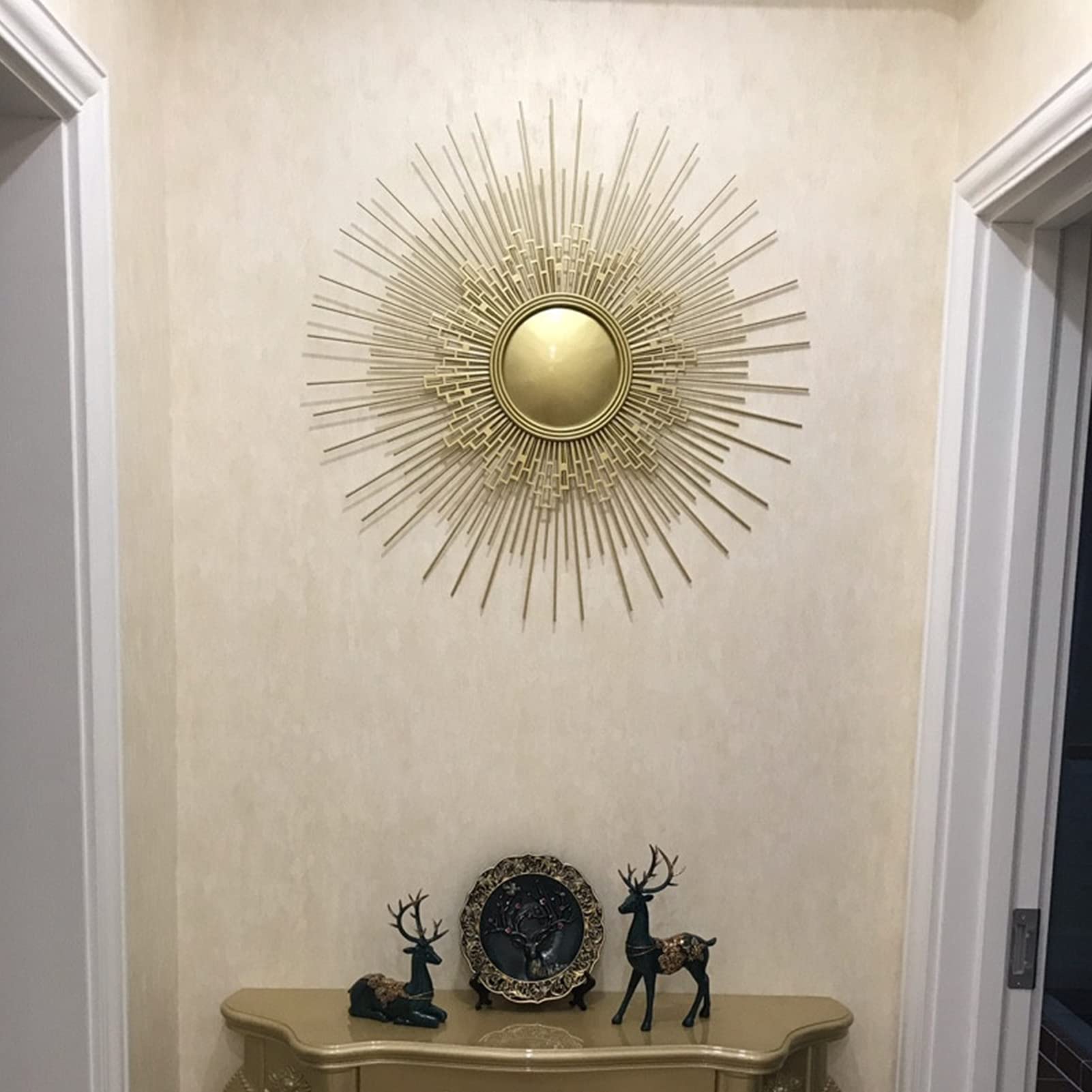 Miroir Mural Déco Soleil 100cm Blanc