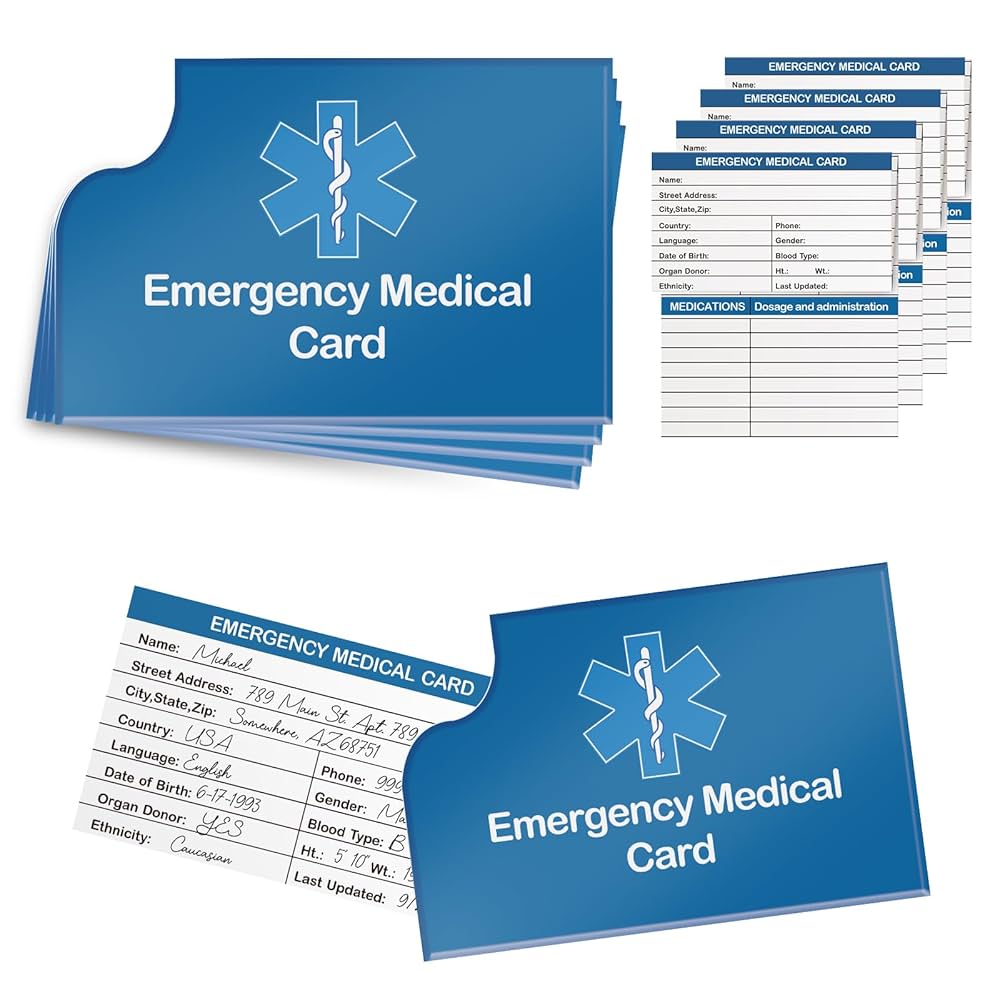 Amazon.com: 4 Pack Emergency Medical Information Id Card Red Medical Condition and Emergency Contact Id Wallet Card Medical Alert Wallet Card Pocket Size Medication List and Medical Cards for Caretakers (Blue) : amazon-com-4-pack-emergency-medical-information-id-card-red-medical-condition-and-emergency-contact-id-wallet-card-medical-alert-wallet-card-pocket-size-medication-list-and-medical-cards-for-caretakers-blue