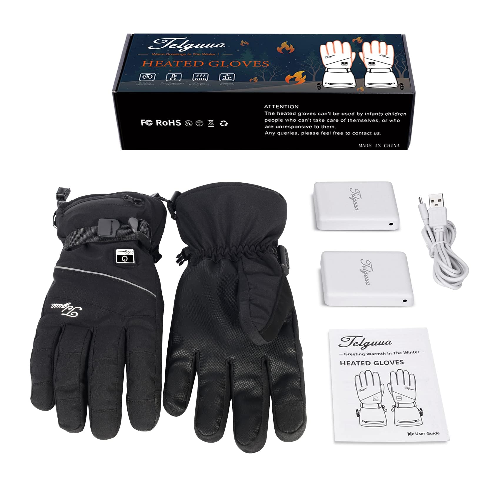 Gants Chauffants pour Femme et Homme,Touchables à l’écran Gants Chauffants avec Batterie Rechargeable 5500mAh, 3 Températures Réglables, Gants Chauffants pour Moto, Cyclisme, Ski