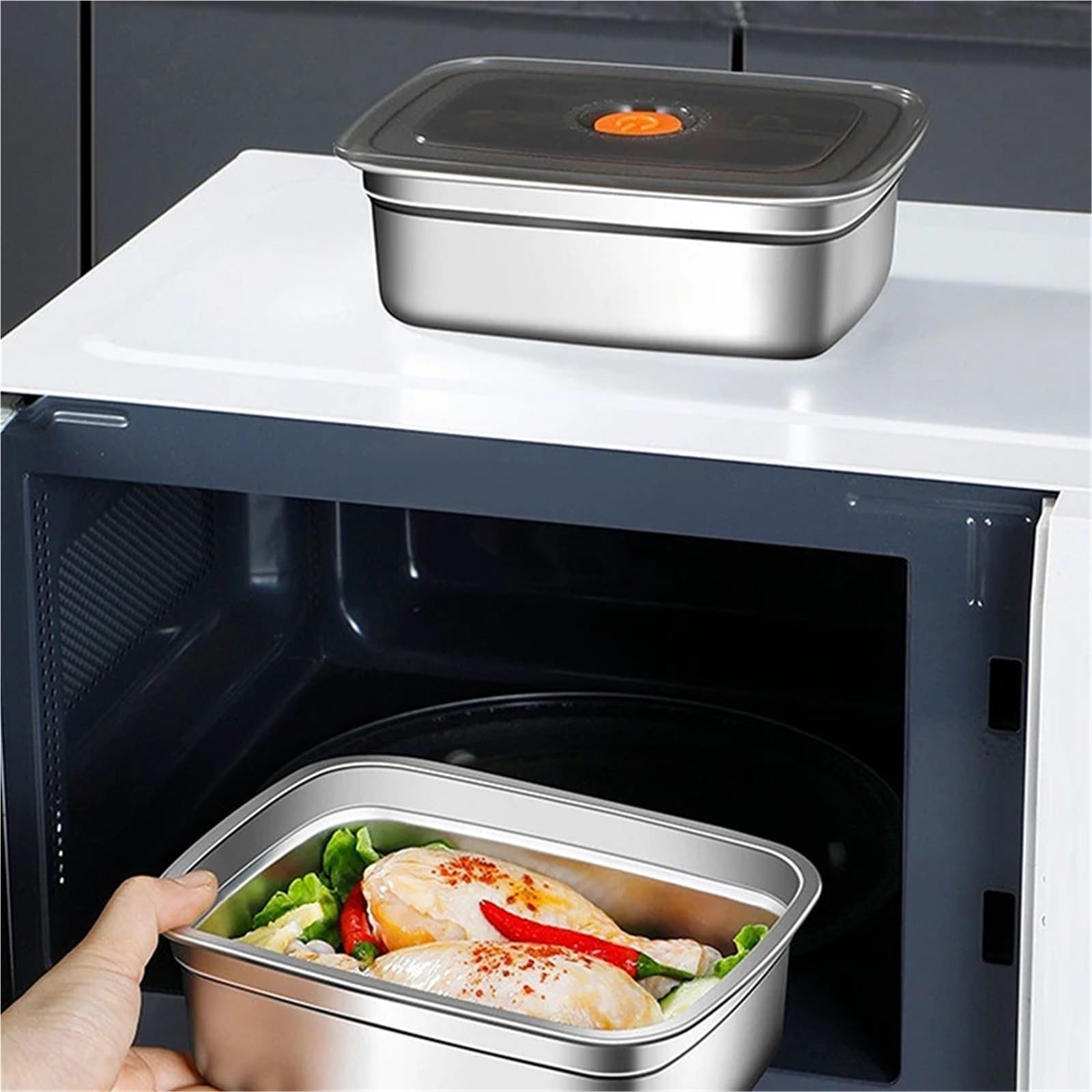 Scatola da pranzo in acciaio inossidabile 6 pezzi con coperchio Per Il Cibo