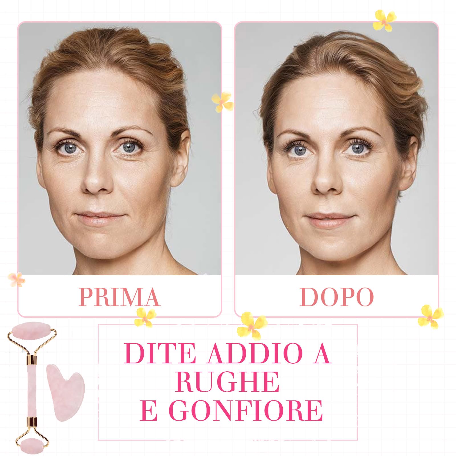 GUGUG Gua Sha Viso Rullo di Giada per il Viso, Guasha Viso Pietra Jade Roller Viso, Pietra Gua Sha Giada per la Donna, Già Sha, Rilassamento dei Muscoli del Collo e del Corpo