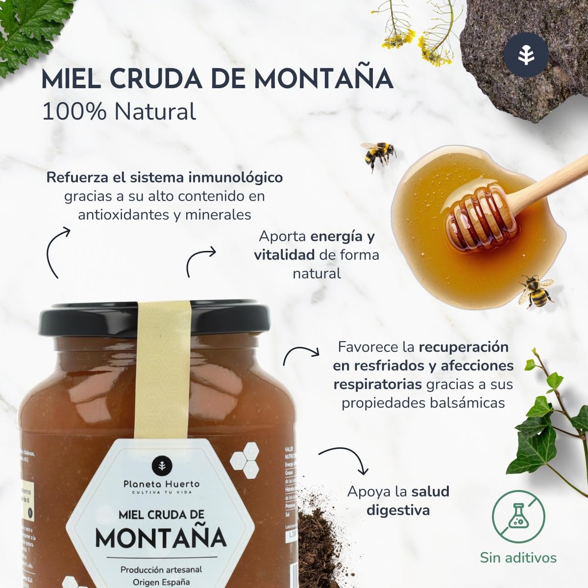PLANETA HUERTO | Pack 6x Miel Cruda de Montaña 1 Kg
