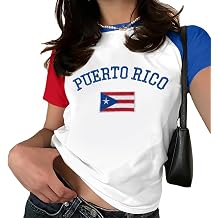 Puerto Rico Shirt Women Embroidered Y2K Crop Top Puerto Rican Graphic Tee | Soft Fabric, Comfortable Fit, Embroidered Detail, Trendy Style for Festivals, Vacations, Casual Outings and Everyday Wear