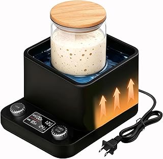 Sourdough Starter Warmer – 360° Water Bath Uniform Warming Thermostat 70–104°F, 198H Timer, Memory Function, Fits Jars Up to 50oz, Sourdough Heater for Kombucha Yoghurt Beer Fermentation