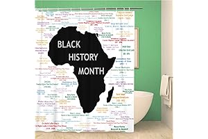60x72 Inch Black History Shower Curtain with Raster of Figures