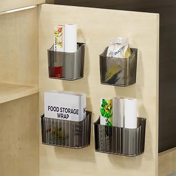 PAVSTINE Pack of 4 Self-Adhesive Kitchen Cabinet Door Storage Box